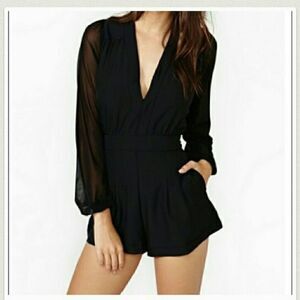 Baluoke Romper Jumpsuit with mesh sleeves Small